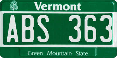 VT license plate ABS363