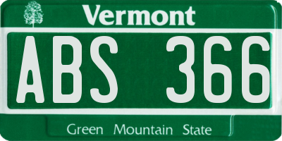 VT license plate ABS366