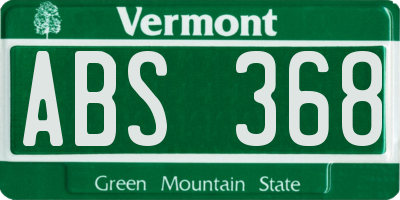 VT license plate ABS368