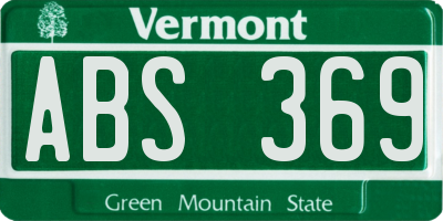 VT license plate ABS369