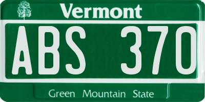 VT license plate ABS370