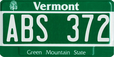 VT license plate ABS372