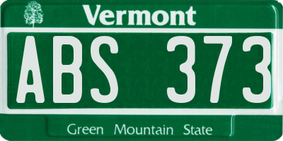 VT license plate ABS373