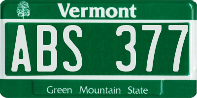 VT license plate ABS377