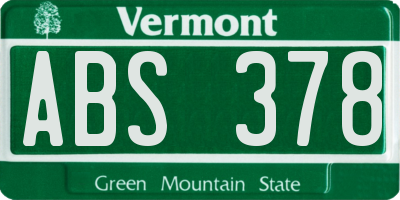 VT license plate ABS378