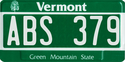 VT license plate ABS379