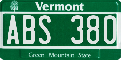 VT license plate ABS380