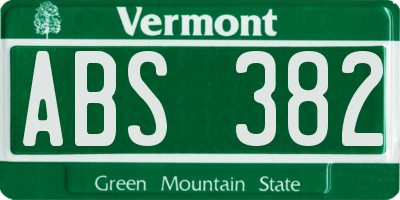 VT license plate ABS382