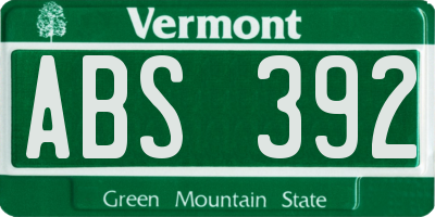 VT license plate ABS392