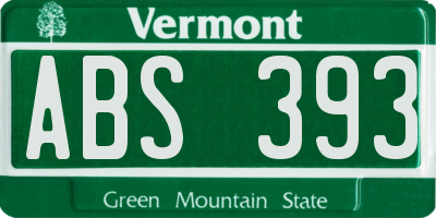 VT license plate ABS393