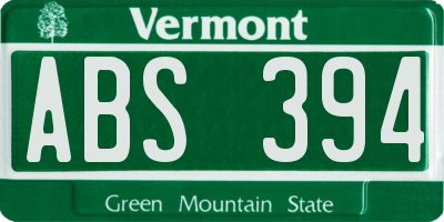 VT license plate ABS394