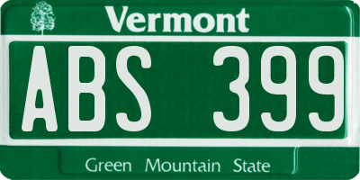 VT license plate ABS399