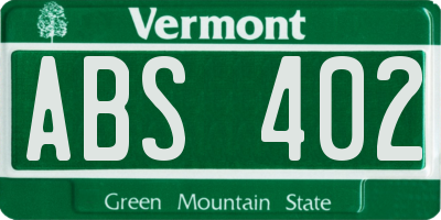 VT license plate ABS402