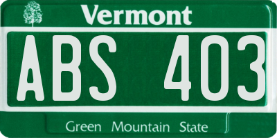 VT license plate ABS403