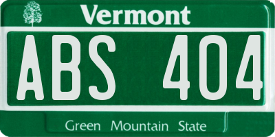 VT license plate ABS404