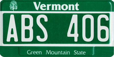 VT license plate ABS406