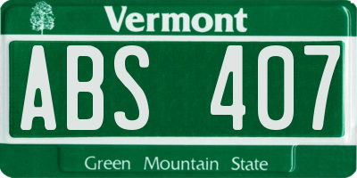 VT license plate ABS407