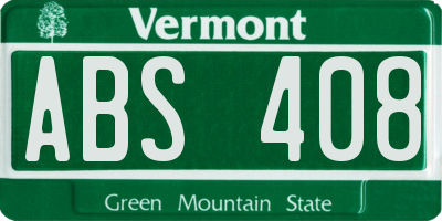 VT license plate ABS408