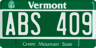 VT license plate ABS409