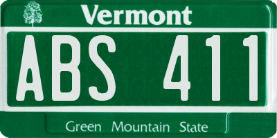 VT license plate ABS411