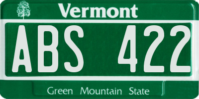 VT license plate ABS422