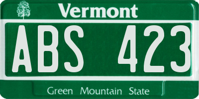 VT license plate ABS423