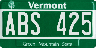 VT license plate ABS425