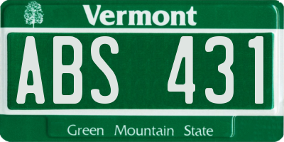 VT license plate ABS431