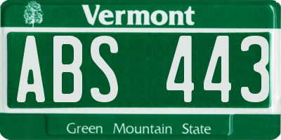 VT license plate ABS443