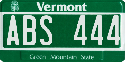 VT license plate ABS444