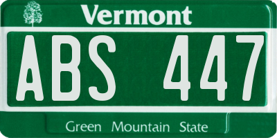 VT license plate ABS447