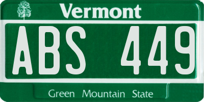 VT license plate ABS449