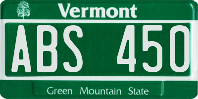 VT license plate ABS450