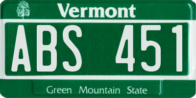 VT license plate ABS451