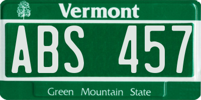 VT license plate ABS457