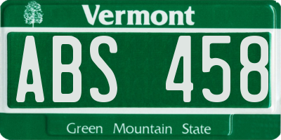 VT license plate ABS458