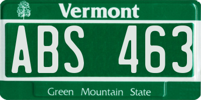 VT license plate ABS463