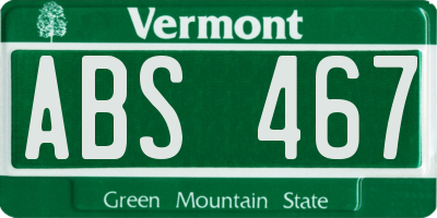 VT license plate ABS467