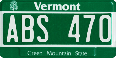 VT license plate ABS470