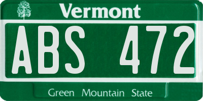 VT license plate ABS472