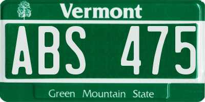 VT license plate ABS475