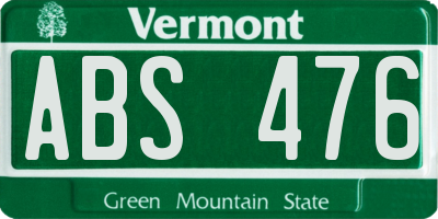 VT license plate ABS476