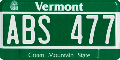 VT license plate ABS477