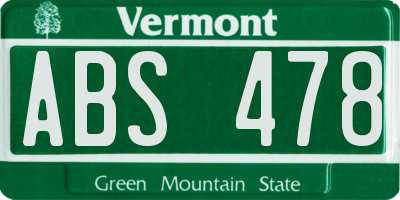 VT license plate ABS478