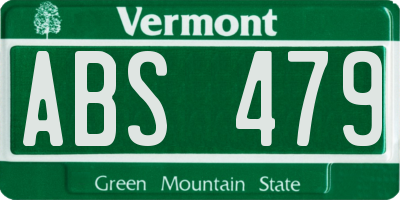 VT license plate ABS479