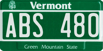 VT license plate ABS480