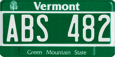 VT license plate ABS482