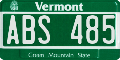 VT license plate ABS485