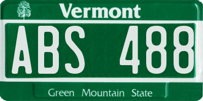 VT license plate ABS488