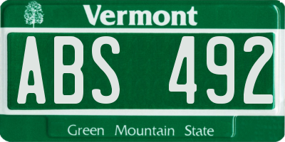 VT license plate ABS492